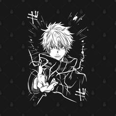 an anime character in black and white on a dark background with the words, i'm