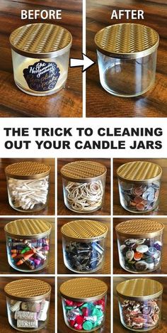 how to get wax out of candle jars and put them in the jar for storage