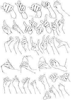 hand gestures drawn in black and white