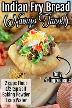 Indian Tacos, Fried Bread Recipe, Savory Bread Recipe, Native American Food