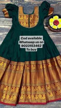 *||NEW LAUNCING KIDS GOWN||*  *kids narayanpet gown same as pic*  *Gown fabric*  • full stiched  pure  silk febric with zaripatta kids narayanpet gown  *Lining* : heavy crape (full upto bottom)  READY TO SHIP  *💯 QUALITY PRODUCT*  • *Age Group*  • *Size-14 - 0.1yrs*  • *Size-16 - 1yrs*  • *Size-18 - 2yrs*  • *Size-20 - 3yrs*  • *Size-22 - 4yrs*  • *Size-24 - 5yrs*  • *Size-26 - 6yrs*  • *Size-28 - 7yrs*  • *Size-30 - 8yrs*  • *Size-32 - 9-10Yrs*  • *Size-34 - 11yrs*  • *Size-36 - 12-13Yrs*  • *Size-38 - 14-15yrs* Narayanpet Long Frocks, Long Frocks For Girls, Long Frocks Designs, Frock Models, Simple Frock Design, Kids Dress Collection, Traditional Gowns