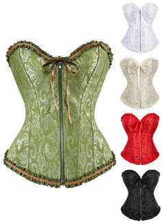 8Color Goegeous Body Women Plus Size Corsets Bustiers     Type: Corset   Style: Sexy   Design: This beautiful fashion corset is lace up on back, Plastic boning to support   Embellishment: Lace-up   Fabric: Brocade, cotton   Color: As Picture   Weight: 0.3kg   Occasion:These fashion corsets are perfect for parties,cosplay,club, a night out, or just a bedroom lingerie. It will make you look and feel amazing.   The corset is designed to create a wonderful hourglass figure for an alternative outfit Overbust Corset With Medium Bust Support For Party, Elegant Green Corset With Corset Back, Green Strapless Corset With Boned Bodice, Green Overbust Corset For Costume Party, Green Strapless Fitted Corset, Elegant Green Overbust Corset, Fashion Corset, Plus Size Corset, Corset Fashion