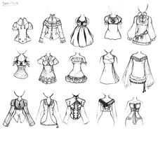 sketches of dresses and blouses from the early 1900's