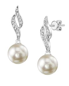 Akoya Pearl & Diamond Suzanna Earrings-Choose Your Pearl Color Pearl Earrings Designs, Buy Earrings Online, South Sea Pearls Earrings, Pearl Jewelry Set, Akoya Pearl Earrings, Earring Designs, Pearl Jewelry Sets, Buy Earrings, Gold Pearl Earrings