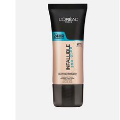 Color 201 L'oreal Paris, Best Foundation For Dry Skin, Best Foundation Makeup, Best Drugstore Foundation, Foundation For Dry Skin, Foundation With Spf, Loreal Paris Infallible, Drugstore Foundation, Natural Foundation