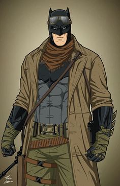 a drawing of the batman in his trench coat