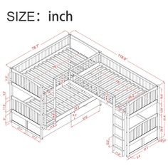 a drawing of a desk with drawers and shelves on it, including the bottom shelf