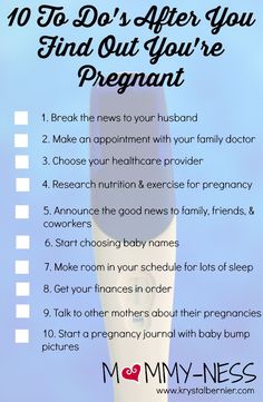 a sign that says 10 things to do after you find out you're pregnant