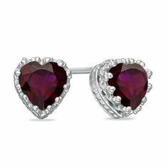 She'll feel like a princess when she wears these charming earrings from the Crown Collection. Designed for the January birthday girl, these earrings are fashioned in sleek sterling silver and showcase stunning 6.0mm heart-shaped regal red garnets in detailed crown-shaped settings. Buffed to a brilliant luster, these post earrings secure comfortably with friction backs. Sterling Silver Heart Cut Birthstone Earrings, Sterling Silver Heart Earrings With Birthstone, Elegant Sterling Silver Heart Birthstone Earrings, Anniversary Birthstone Heart Earrings, Crown Collection, Crown Earrings, January Birthday, Dance Jewelry, Feel Like A Princess