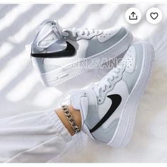 Custom Nike Air Force Ones , Mid . Purchased Off Etsy Brand New. Worn Once. Don’t Fit Me Well . I Need A Bigger Size And There Are No Returns. No Scratches Or Scruffs. Clean. Small Amount Of Dirt On Soles That Will Be Cleaned Off. Like New ! Skor Sneakers Nike, Παπούτσια Nike Free, Обувь Air Jordan, Buty Marki Nike, Coat Waterproof, Custom Nike Air, Boty Nike, Skor Sneakers, Trendy Shoes Sneakers