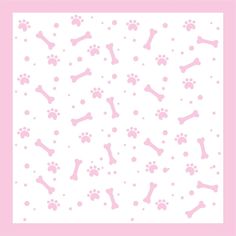 a pink and white background with dog paw prints