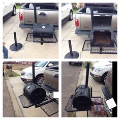 four different views of the back of a truck