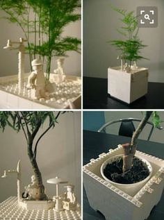 there are four different pictures of plants in legos that look like they're made out of legos