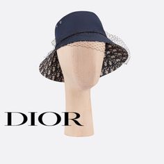 Iconic And Now Hard To Acquire!!! Authentic Christian Dior Navy Blue Teddy D Bucket Hat With Veil. Measures 55 Cm Purchased From Authenticated Vestaire Collective. Hat With Veil, Dior Accessories, And Now, Christian Dior, Veil, Bucket Hat, Dior, Navy Blue, Women Accessories