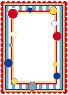 a red, white and blue border with circles on it