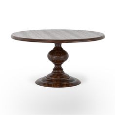 Magnolia Dining Table - Dark Oak Farmhouse Chic Dining Table, Round Farmhouse Table, Wood Pedestal Dining Table, Mango Wood Dining Table, Planter Table, Wood Pedestal, Table Ronde, Pedestal Dining Table, Solid Wood Dining Table