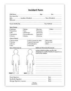 the incident form is shown in black and white, with an image of a man's body