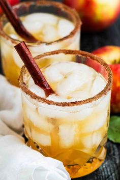 an apple pie on the rocks is garnished with cinnamon