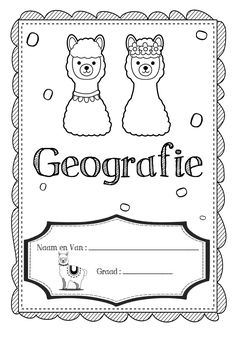 a coloring book with two llamas and the word's name on it