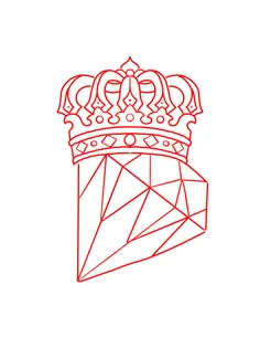 a red line drawing of a crown