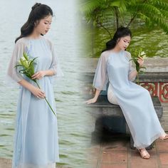 👉 7 DAY REFUND SUPPORT FOR CUSTOMERS IN VIETNAM * Still a Vietnamese girl walking down the street, how beautiful are her innovative ao dai. Selected from the best materials, the 4-piece modern ao dai will bring her the perfect experience. * With a delicate ao dai design in the flower-embroidered sleeves, a little bit of momentum with a stylized side part, this innovative ao dai can turn any girl into a beautiful lady. , young, lovely. * Ao dai in different colors such as pink and beige helps he Elegant Long Ao Dai For Summer, Summer Wedding Long Ao Dai, Spring Wedding Short Sleeve Ao Dai, Spring Wedding Ao Dai With Short Sleeves, Traditional Long Ao Dai For Summer, Blue Ao Dai For Summer, Ao Dai Design, Modern Ao Dai, Vietnamese Girl