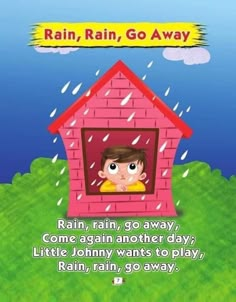 Rain rain go away kids poem. Kindergarten and preschool poem for kids. homeschooling worksheet Poem Kindergarten, Hindi Rhymes, Caterpillar Activities