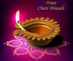 happy diwali greeting card with lit candle on purple and pink background for diwali festival