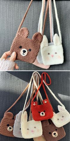 Colorfulfun crochet purses are one of the best ideas for embellishing your outfit and making your trips more fun and exciting. Crocheted Purses, Kat Haken, Purse Patterns Free, Tote Crochet, Free Crochet Bag, Crochet Bag Pattern Free, Bag Pattern Free, Pola Amigurumi, Bunny Crochet