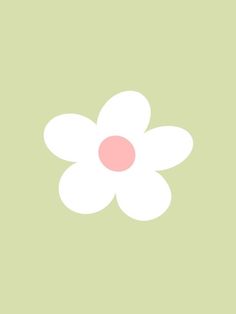 a pink and white flower on a green background