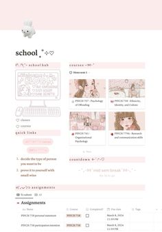 an image of a website page with the word school written in pink and white on it