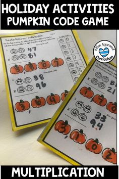 the holiday activities pumpkin code game for kids to practice their number identification and counting skills