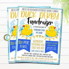 two ducky fundraiser flyers with rubber ducks