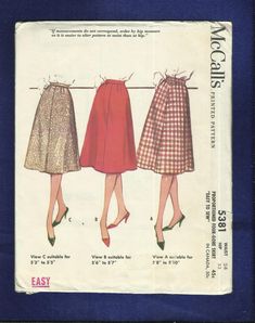 three women's skirts with different patterns and sizes on them, from the front to the back