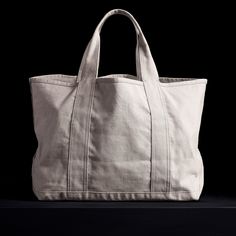 Large Canvas Tote - White | James Perse Los Angeles Large Capacity Canvas Travel Bag For Shopping, Everyday Weekender Bag With Double Reinforced Handles, Large Capacity Canvas Beach Bag With Double Handle, Large Canvas Beach Bag With Double Handles, Canvas Beach Bag With Double Handle For Travel, Cotton Tote Weekender Bag With Pockets, Double Handle Canvas Beach Bag For Travel, Beige Canvas Weekender Bag For Shopping, Cotton Shopping Bag With Rolled Handles