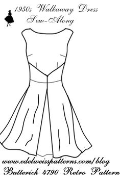 the dress pattern is shown in black and white