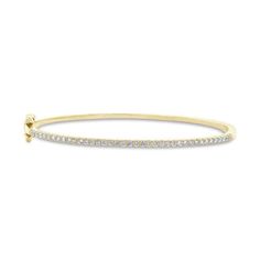 Diamond Hinge Bangle - Lindsey Leigh Jewelry Classic Hand Set Yellow Gold Bangle, Classic Gold Bangle Bracelet With Diamond Accents, 14k Gold Bangle With Diamond Accents, Classic Yellow Gold Diamond Bangle Bracelet, Classic Hand-set 14k Gold Bangle, Timeless Stackable Diamond Bangle Bracelet, Adjustable 14k Gold Timeless Bangle, Classic 14k Gold Hand Set Bangle, Timeless Stackable 14k Gold Diamond Bracelet