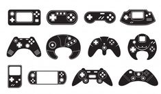 a set of video game controllers with different buttons and controls for the game console, isolated on a white background