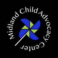 the logo for inland child advocacy center on a black background with green and blue colors