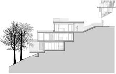 an architectural drawing of a house on top of a hill