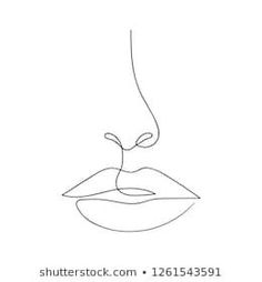 a line drawing of a woman's face with her mouth open and tongue out