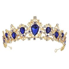 Description This product is an elegant crown for bride. The elegant and gorgeous design of this crown will ensure its practicability and popularity among headpieces decoration. The exquisite structure and craft make it looks unique and distinctive. Features - Color: Blue and Golden. - Material: Rhinestone + Zinc Alloy. - Size: About 16x16x6cm. - Made of material with great workmanship. - Chic and elegant design with gorgeous color and brightness. - Suitable for any women on your wedding, special Crown For Bride, Bridal Hair Tiara, Elegant Crown, Queens Tiaras, Crystal Crown Wedding, Bride Crown, Crown For Women, Wedding Headdress, Bride Tiara