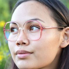 Super cute pink eyeglasses frames with NO LENSES. These are a simple design with a classic oversized look. They can be worn as-is, or fitted with your own prescription lenses by an optical shop. They come in original packaging and have never been worn.Size 54/15✂ MeasurementsWidth: 5 5/16"Height: 2 1/8"Temple length: 135mm54mm eye width15mm bridge width☏ Please read our Policies before ordering. Contact us with any questions, we're here for ya. Thanks!! Grandma Glasses, 1980s Glasses, Pink Eyeglasses, Gold Glasses, Optical Shop, Pink Retro, Jackie O, Pink Plastic, Vintage Glasses