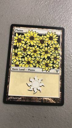 a card with sunflowers on it and the words, plant land plains written in white