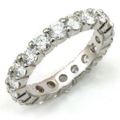 a white gold ring with round cut diamonds