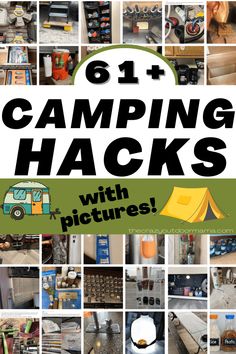 a collage of camping hacks with pictures