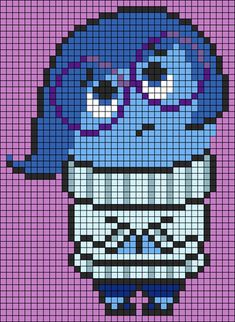 an image of a blue dog in pixellated pixels on a purple and pink background