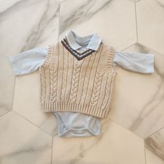 This Combo Vest In Cream, Blue And Brown Pair So Well With This Long Sleeve Polo Onesie& Look So Cute Together, Perfect For Easter Weekend, A Church Event, Family Photos. - I Am Able To Ship Out Fast And Open To Offers - Be Sure To Check Out My Fun And Stylish Closet To Bundle And Save !$!$I've Listed Hundreds And Hundreds Of Really Adorable Boys And Women's Clothing And Shoes In Really Great Condition At Even Better Prices!$Some Brand New With Tags Attached Dressy Vest, Stylish Closet, Easter Weekend, Blue Polo, Blue And Brown, Long Sleeve Polo, Blue Cream, Kids Jacket, Family Photos