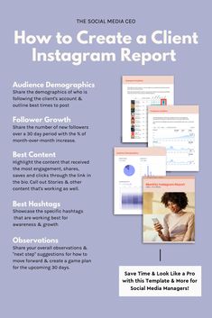 the social media guide for how to create a client instagram report with infos