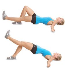 a woman is doing an exercise on her stomach