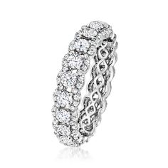 Ross-Simons - 2.00 ct. t. w. Diamond Eternity Band Ring in 14kt White Gold. Size 9. Simple but spectacular! 2.00 ct. t. w. diamond rounds line the entirety of this polished 14kt white gold ring. A truly perfect diamond eternity band, featuring an impressive 120 petite sparklers that halo the 20 larger gems. 3/16" wide. Diamond eternity band. Diamond birthstones are the perfect gift for April birthdays. Diamond Birthstone, Diamond Eternity Band, Eternity Band Ring, White Gold Jewelry, White Gold Band, Eternity Band Diamond, Diamond Eternity, White Gold Ring, Eternity Band